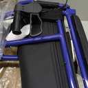 Medline Lightweight Foldable Transport Wheelchair with Handbrakes and 12-Inch Wheels, Blue Frame, Black Upholstery