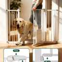 Pet Gate with Adjustable Cat Door, 3146 Inch Pressure Mounted Dog Gate for Doorways, Stairs and Hallways, Auto Close Walk Through Metal Safety Gate, Easy Install, White