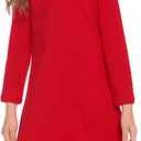 Arshiner Girls Long Sleeve Vintage Peter Pan Collar T-Shirt Dress Age 4-13 Years (Red)