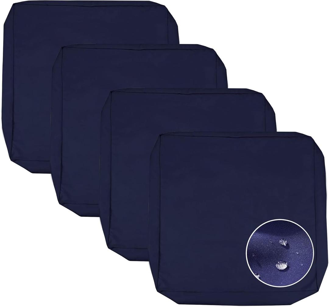 Sqodok Patio Cushion Covers 24x24 inch, Waterproof Outdoor Cushion Covers Replacement 4Pack Patio Cushion Slicovers for Sectional Sofa, Wicker Chair, Blue