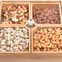 WUWEOT Bamboo Nut and Candy Serving Tray, Party Appetizer Platter Veggie Dish, Candy Bowl with Acrylic Lid & Removable Dividers for Party, Taco Dip Parties Platters & Chip Bowls