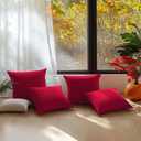 QUORGVES Red Velvet Pillow Covers 18x18 Inch Set of 2, Soft Solid Decorative Square Throw Pillow Covers, Decor Cushion Covers for Bed Sofa Couch Bedroom Living Room