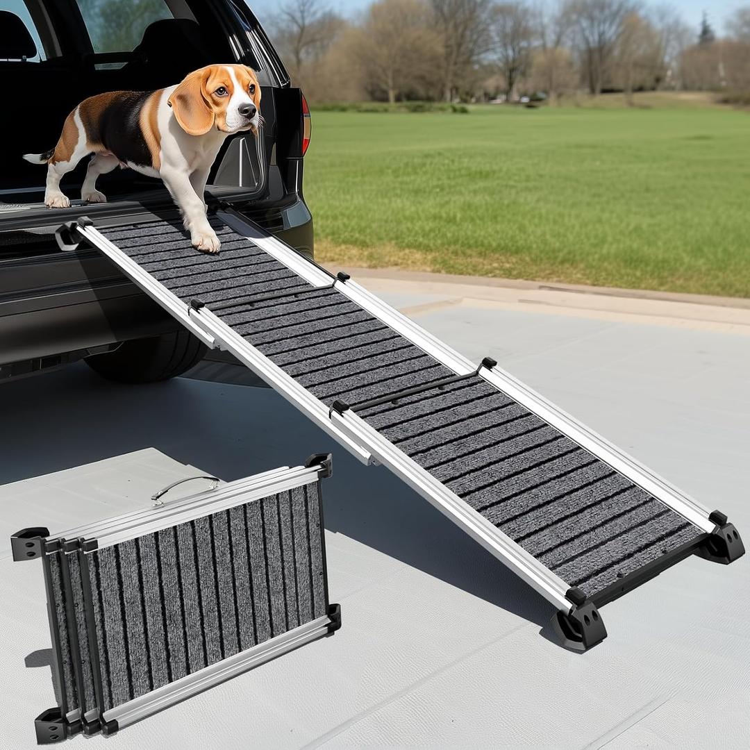 Dog Ramp for Car 63" L x 17", Telescoping Portable Pet Ramps 440LBS Capacity with Non-Slip Surface for Small Medium Dogs to Get in Car Outdoor
