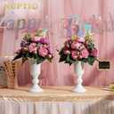 Nuptio 10 Pcs Flowered Metal Trumpet Vase Elegant Wedding Centerpieces Vase for Party Dining Room Decoration, 23.2cm Tall Artificial Flower Arrangements for Anniversary Ceremony, White