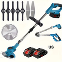 ALSO GO 24V Electric Weed Wacker, Cordless Weed Trimmer, Battery Powered Grass Trimmer with 2pcs Batteries, 3 in 1 Weed Eater with Wheels, Stringless Lightweight Grass Cutter for Lawn Garden Yard