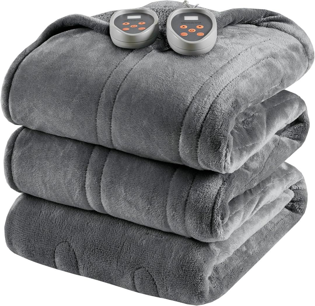 Beautyrest Heated Microlight to Berber Blanket - King (Grey)