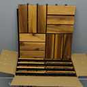 Pack of 10 Deck Tiles - 12"x12" Interlocking Natural Solid Acacia Wood for Outdoor & Indoor, Patio Garden, Balcony, Poolside - Natural Color