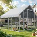 DWVO 94 Inch Catio Outdoor Cat Enclosure, Large Outdoor Cat House for Multiple Cats, Metal Cat Cage Outdoor with Weatherproof Roof, 7 Platforms, 2 Resting Box and Cat Hammock Bed