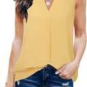 Timeson Women's Chiffon V Neck Sleeveless Blouse Tops Office Work Shirts, Size - XXL