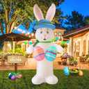 12FT Inflatable Bunny Decoration with Built-in LED Light, Easter Outdoor Yard Decoration for Lawn, Garden, Party