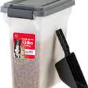 IRIS USA Dog Food Storage Container, Airtight Lid, 2-Cup Scoop, Up to 13 Pounds Pet Food Storage, Versatile Pet Food Bin, Treats, BPA Free, Dark Gray, 13 Lbs