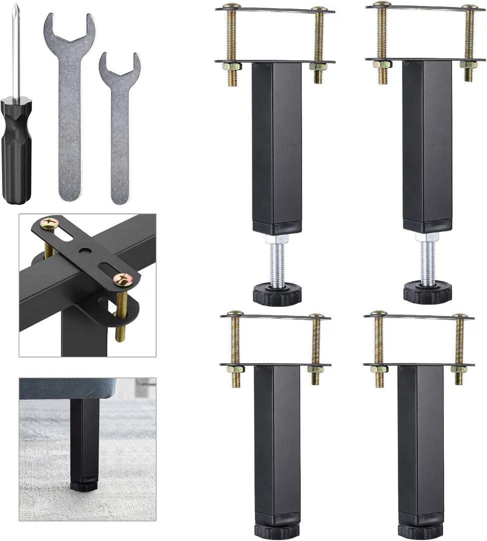 4Pack 7.8-10.6 Inch Adjustable Height Center Support Legs for Bed Frame Furniture Cabine Metal Feet Replacement 4Pack 7.8-10.6 Inch Adjustable Height Center Support Legs for Bed Frame Furniture Cabine Metal Feet Replacement