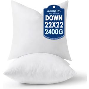 MIULEE 22x22 Pillow Inserts,Down Alternative Pack of 2 Euro Decorative Throw Pillows for Sofa Couch Bed, Ultra Soft Fluffy Bed Sleeping Form