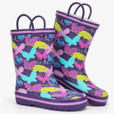 Toddler Rain Boots Kids Waterproof Rubber Boots for Boys and Girls with Handles in Fun Pattern Size 22