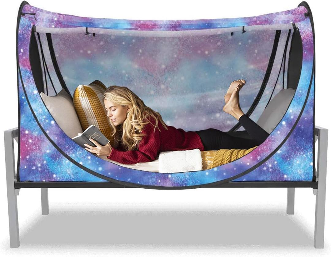 Privacy Pop up Eclipse Bed Tent Bed Drapes (Unicorn Galaxy, Twin) (41"W x 79"L (Pack of 1)