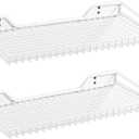 Wallmaster Heavy Duty Garage Wall Shelving 2 Pack 23.6"x11.8" Metal Wire Shelves Wall Mount Mesh Storage Rack for Garage, Office, Basement and Kithcen, max Load 65 lbs (White)