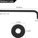 Voolan Shower Arm with Flange and Teflon Tape, Extension Shower Head Arm for Bathroom Fixed Shower Head, Solid Stainless Steel, Wall Mounted (20 Inch,Black)