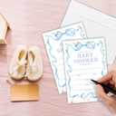 DYIRBIIY Baby Shower Invitations-Set Of 25 Blue Ribbon Bow & Wildflowers Fill-In Invites Cards With Envelopes-Baby Announcement Gender Reveal Party Supplies & Decoration (4'' X 6'')-A16