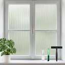 Deep Dream Reeded Glass Window Privacy Film, Frosted Glass Film, Removable 3D Decorative Decals Non Adhesive, Anti-Glare Static Cling Vinyl for Bathroom Living Room, 17.5" x 78.7"