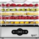 Magic Mill Food Dehydrator Machine | 5 Stackable Stainless Steel Trays Jerky Dryer with Digital Adjustable Timer & Temperature Control - Electric Food Preserver for Fruits, Veggies, Meats & Dog Treats