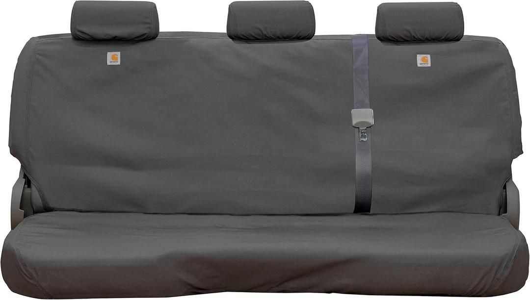 Covercraft Carhartt SeatSaver Custom Seat Covers | Fits 2011-2018 Ram 1500, 2019-2024 1500 Classic, 2011-2024 2500/3500 | 2nd Row Solid Bench Seat, Duck Weave Gravel