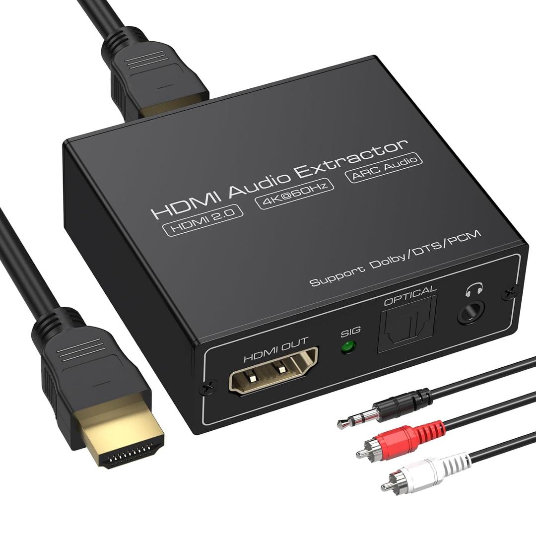 HDMI ARC Audio Extractor 4K60Hz,HDMI to Optical/SPDIF 3.5mm AUX Audio Adapter Converter Splitter Support LPCM 5.1/DTS/DSD for Laptop/TV Box/DVD/PS5