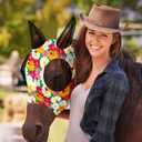 Chunful 6 Pcs Horse Fly Masks with Ears Smooth and Comfortable Mesh Fly Mask Elasticity Breathability UV Protection Horse Face Covering for Riding Supplies(Floral,Medium)