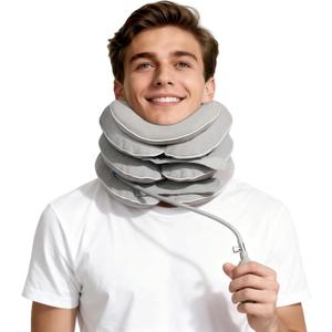 Cervical Neck Traction Device for Home Use, Inflatable Neck Stretcher for Instant Neck Pain Relief, Adjustable Neck Support Brace, Neck Decompression, Neck Extender (Light Grey)