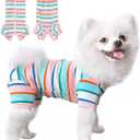 TONY HOBY Dog Pajamas, Dog Shirt Colorful, Breathable Dogs Jumpsuit, Dogs Surgical Recovery Suit for Small Medium Breeds (Pink&White, Girl, XL)