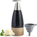 Ceramic Dish Soap Dispenser with 2 Pumps for Hand Soap, Shampoo, Lotion, Conditioner, 12 oz Refillable Soap Bottle with Silicone Funnel for Mother's Day Bathroom & Kitchen, Black