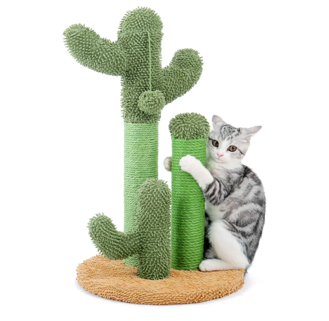 Road Cat Scratching Post Cactus Cat Scratcher Featuring with 3 Scratching Poles and Interactive Dangling Ball -Medium 23 Inches Road Cat Scratching Post Cactus Cat Scratcher Featuring with 3 Scratching Poles and Interactive Dangling Ball -Medium 23 Inches