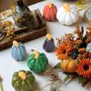2 x Vicenpal 6 Pcs 1.18 Inch Fall Pumpkin Decor Figurines Mini Resin Thanksgiving Pumpkin Decor Table Rattan Fake Fall Crafts Multicolor Autumn Harvest Table Kitchen Centerpiece(Fresh Color)