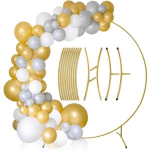 6.6ft Balloon Arch Stand, Gold Metal Round Backdrop Stand, Circle Wedding Arch for Wedding, Birthday Party, Ceremony Decorations