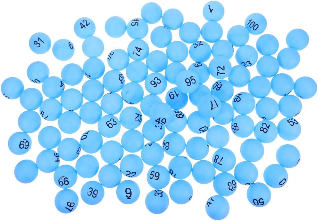 jojofuny Professional Bingo Balls 100Pcs Numbered Beer Pong Balls Raffle Balls Table Tennis Balls Pong Balls for Party Game Decoration 1-100 Blue Numbered Table Tennis Balls