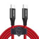 AGVEE 2 Pack 15ft Ultra Long USB-C to USB-C Cable Fast USBC Cord, Type-C to C Cable, PD 60W Charging Cord for iPhone 16 15, Samsung S25 S24 S23 S21 S20 S10 Note 10 20, iPad Pro, Red