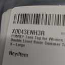 PUMIEY Women's Square Neck Tank Top Sleeveless Double Lined Basic Tops Sharp Collection (X-Large, Jet Black)