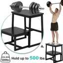 Step Stool for Adults,Holds up to 500Lb,3 in1 Heavy Duty Sturdy Two Step Stool for Kichen/Bathroom/High beds, Wooden&Metal Frame, Non-Slip Pads (Black)