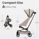 QPlay Travel Stroller for Baby & Toddlers Ages 6 Months to 4 Year Old 9.48lbs Lightweight & Ultra-Compact Umbrella Stroller with One-Hand Fold, Airplane Carry-on Size, Reclining Seat (Beige)