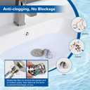 Hibbent 2 Pack Upgraded 3 in 1 Bathroom Sink Drain Strainer, Universal Pop Up Stopper with Removable Stainless Steel Filter Basket Hair Catcher, Sink Plug for 1.1''~2.36'' Basin, Brushed Nickel