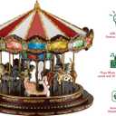Mr. Christmas Marquee Deluxe Carousel Musical Animated Christmas Decoration, LED Lights, Plays 20 Songs, 15 Inch, Multi-Color