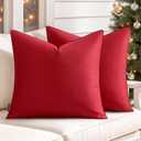 MIULEE Pack of 2 Decorative Outdoor Waterproof Wine Red Pillow Covers Garden Cushion Sham Christmas Throw Pillowcase Shell for Spring Patio Tent Couch 18x18 Inch Wine Red