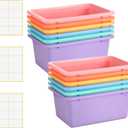 Zonon 12 Pcs Plastic Cubby Storage Bins Classroom Cubby Organization Storage Containers with 1 Pack Self Adhesive Labels Bin for Office Library School Home(Macaron Color)