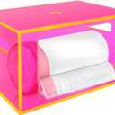 Stackable Trash Bag Holder Dispenser Under Sink Extra Large Acrylic Garbage Bag Storage Organizer with Top and Handles for Kitchen Laundry Room Pantry Cabinet, Neon Pink