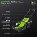 Greenworks 48V (24V x 2) 17" Brushless Cordless Push Lawn Mower, Includes (2) 4.0Ah Batteries and Dual Port Rapid Charger((200+ Compatible Tools, 45Min Runtime)