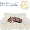 Cute Cat Couch Bed for Indoor Cats, Fluffy Pet Cat Sofa with Premium Soft Corduroy Fleece, Cute Small Dog Beds for Small Dogs, Fuzzy Puppy Chair with Removable Washable Cover (30x20x10,Cream) (Medium, White)