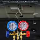 Orion Motor Tech Automotive AC Gauge Set, 3 Way AC Manifold Gauge Set for R134a R410a R22 R404a Refrigerant with Teflon Tape Rubber Casing R134a Couplers Piercing Can Tap R410a Adapters 29 Adapter