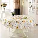 Round Thickened Printed Tablecloth - Stain-Resistant and Waterproof Polyester Picnic Tablecloth for Kitchen, Office and Outdoor Use, 60x60 Inch - (Yellow Sunflower A)