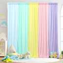 107FT Rainbow Backdrop Curtains for Parties - 5 Colors Pastel Drapes for Backdrop with 4 Inch Rod Pockets - Colorful Curtain Backdrop for Unicorn Birthday, Baby Shower, Rainbow Party Decorations