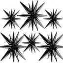 PartyWoo Black Star Foil Balloons 6pcs Different Sizes Pack of 27 22 Inch Large Black Explosion Spike Mylar Balloons for Graduation Birthday Retirement Anniversary Space Theme Party Decorations