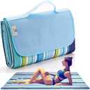 Beach Blanket Extra Large Picnic Blankets Sandproof Waterproof Outdoor Indoor Blanket Lightweight Handy Mat Portable Beach Mat for Camping Hiking Travel Park Grass (Blue Line)